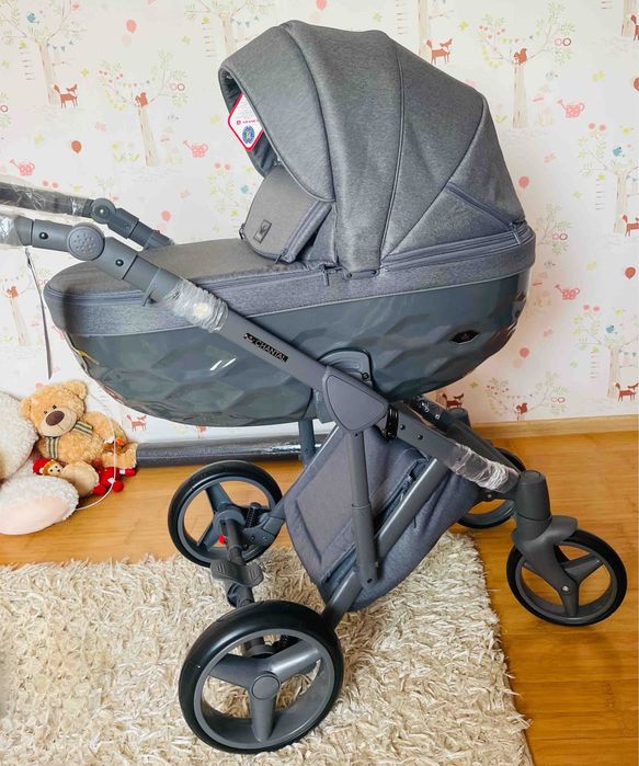 коляска  2 в 1 adamex chantal сірого коляру