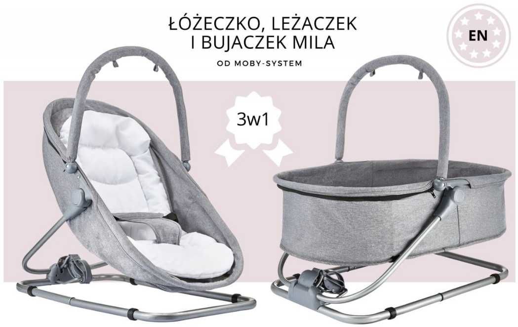 Leżaczek + Bujaczek + Łóżeczko 3w1 - Moby-System MILA