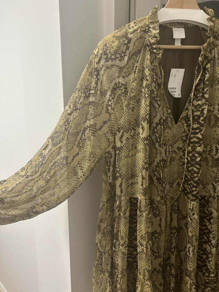 Sukienka z falbanami H&M falbany wężowa wąż plus size 48 nowa