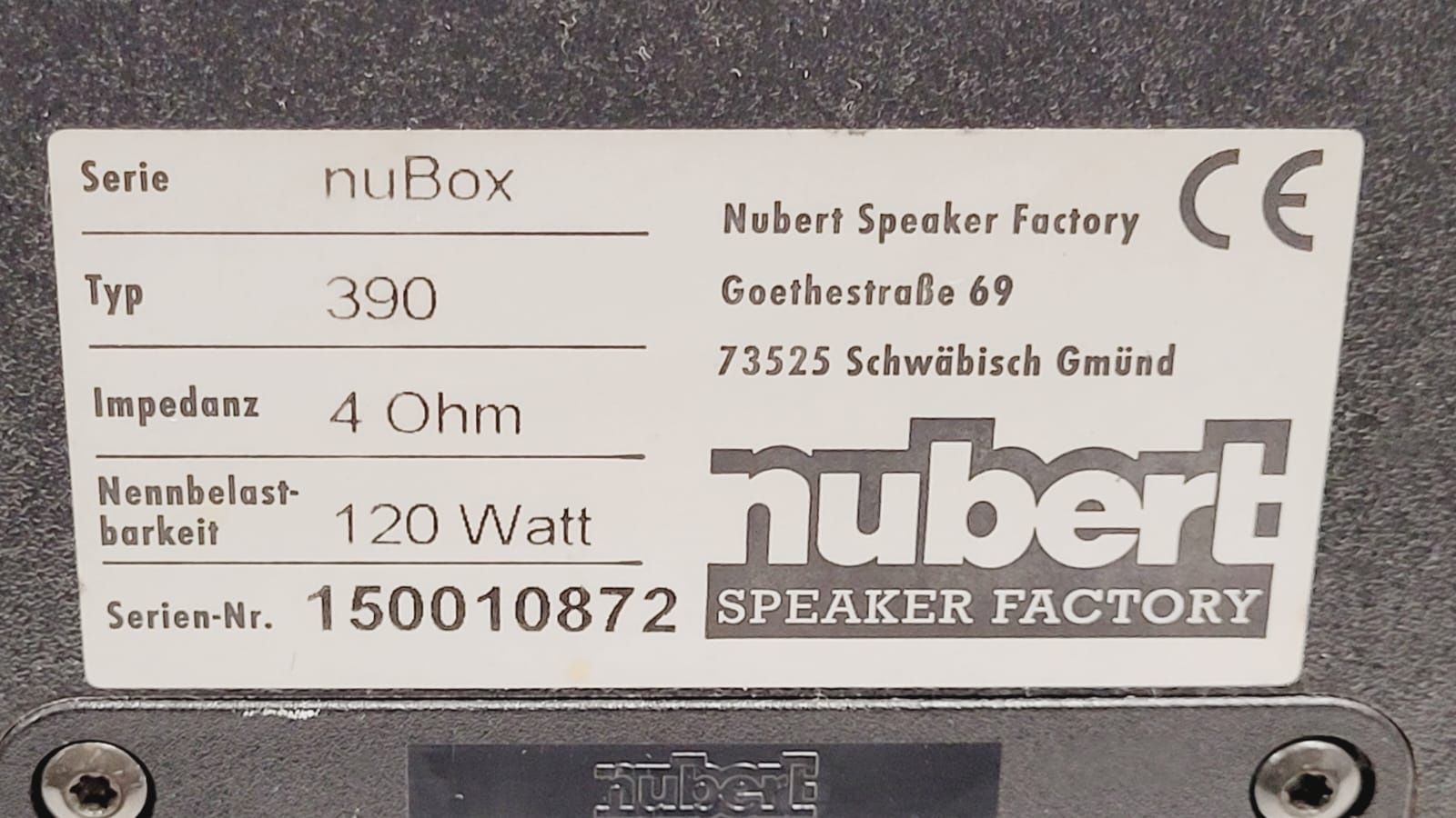 Kolumny Nubert typ 390 4ohm 120W nubox bas 20cm