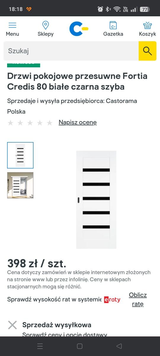 Drzwi wewnętrzne do systemu przesuwnego typu loft