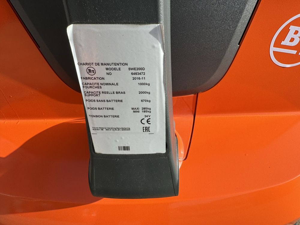 Paleciak elektryczny Toyota BT 210 cm 2016 r 1200 kg BT SWE