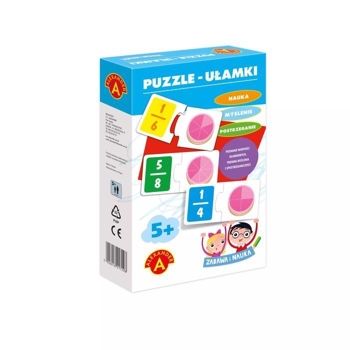 Zabawa i nauka. Puzzle edukacyjne, ułamki. Alexander