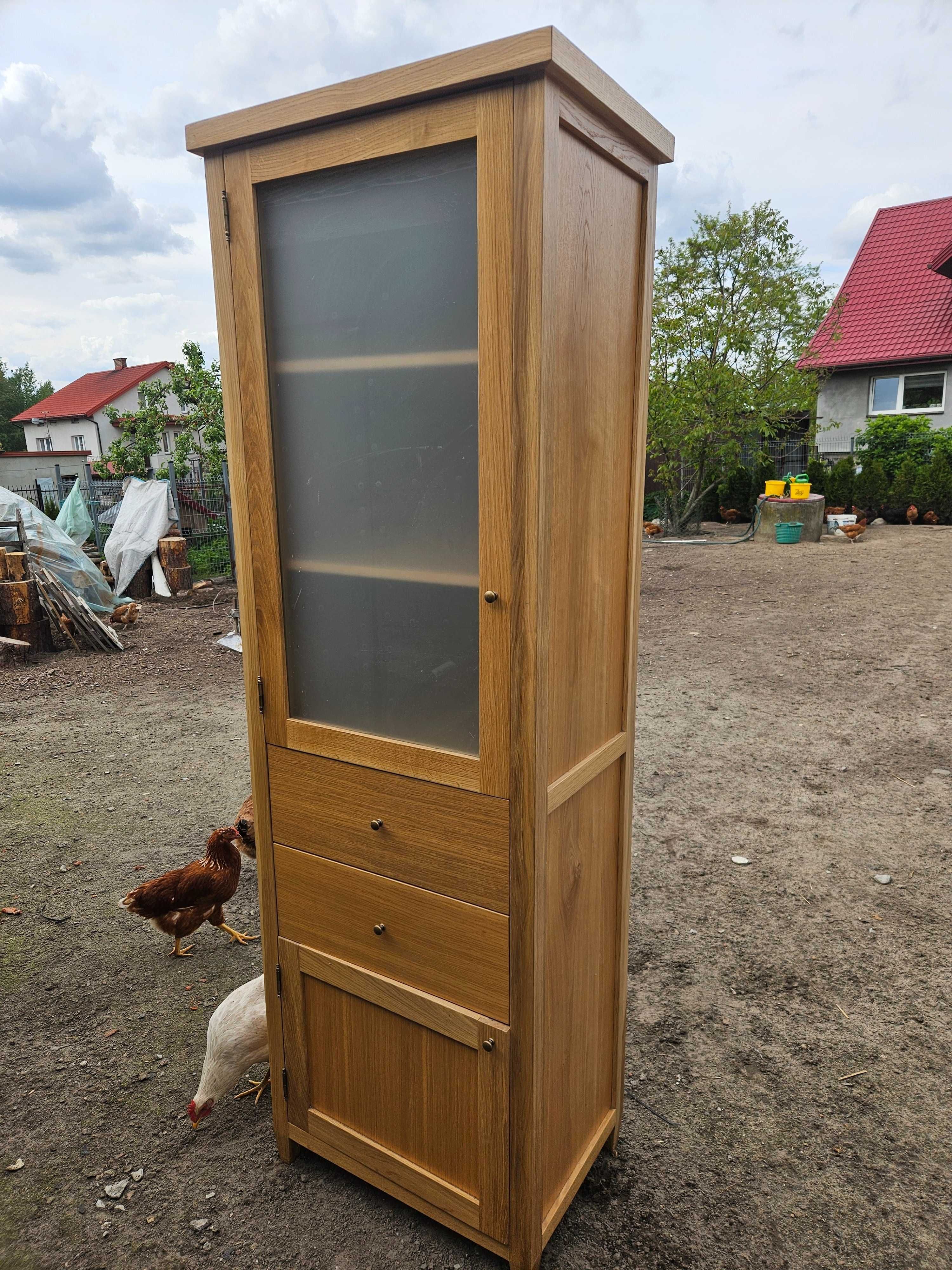 Szafka - Słupek do kuchni lub salonu; naturalny dąb