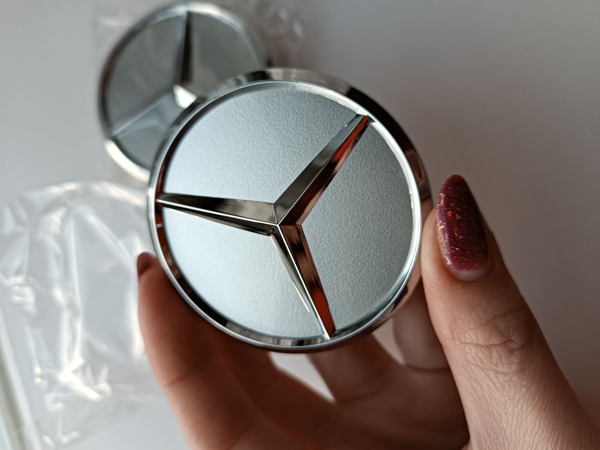 Ковпачки-заглушки в диски LOGO срібні/чорні для Mercedes,60мм