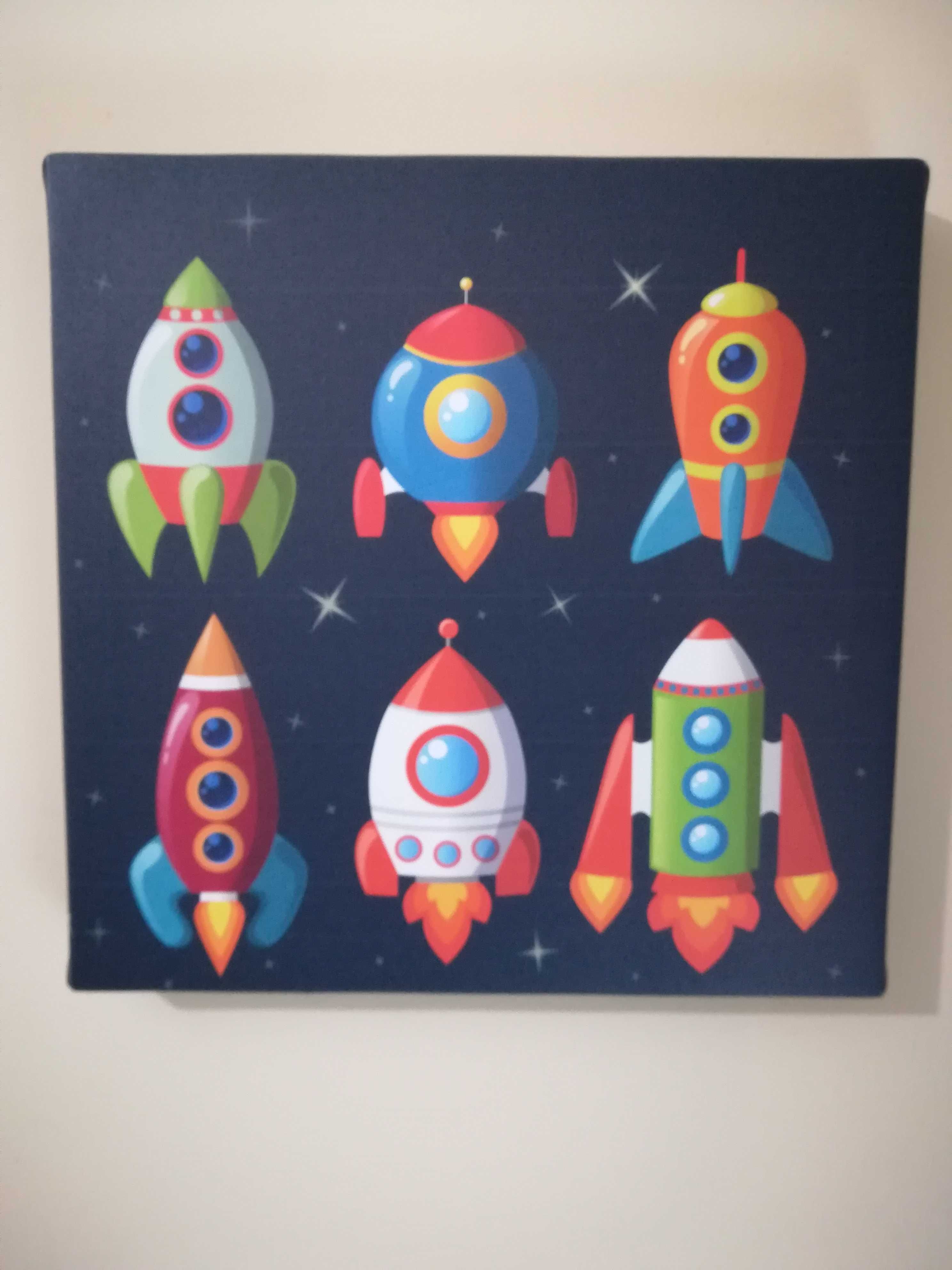 Conjunto telas para quarto de criança naves espaciais