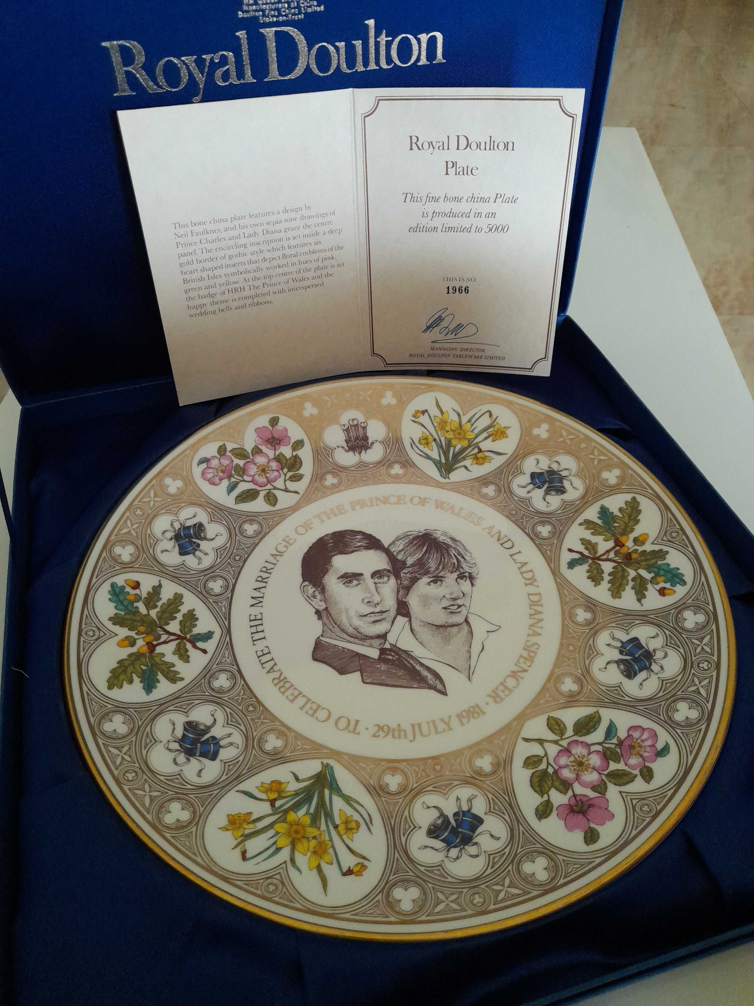 talerz porcelanowy Royal Doulton Diana i Karol rodzina królewska