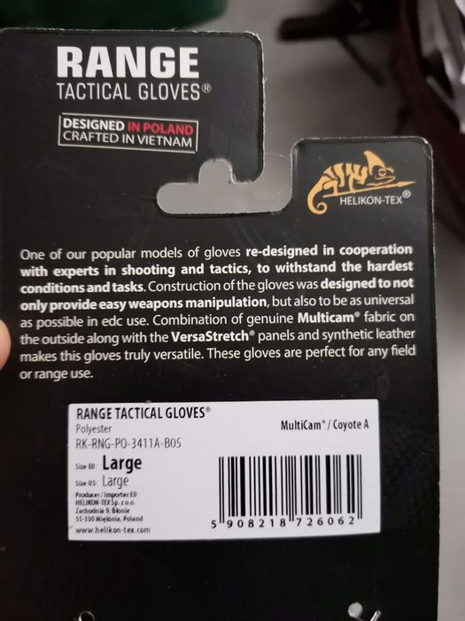 Тактичні рукавиці Helicon Range Tactical Multicam L