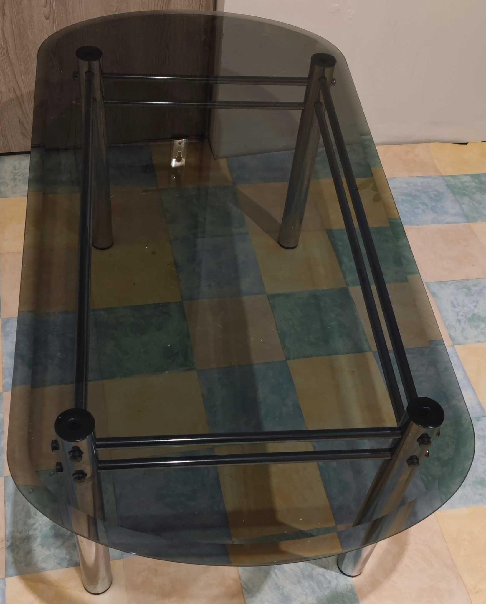 Stół szklany 120 x 60 czarny chromowane nogi