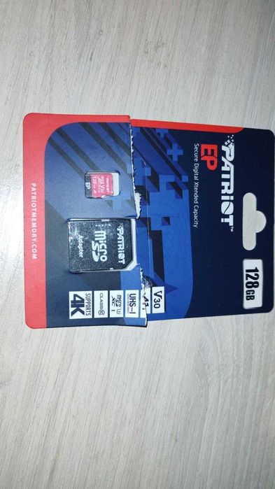 Карта памяти Patriot microSDXC 128GB Class 10 V30 SD-адаптер гарантия