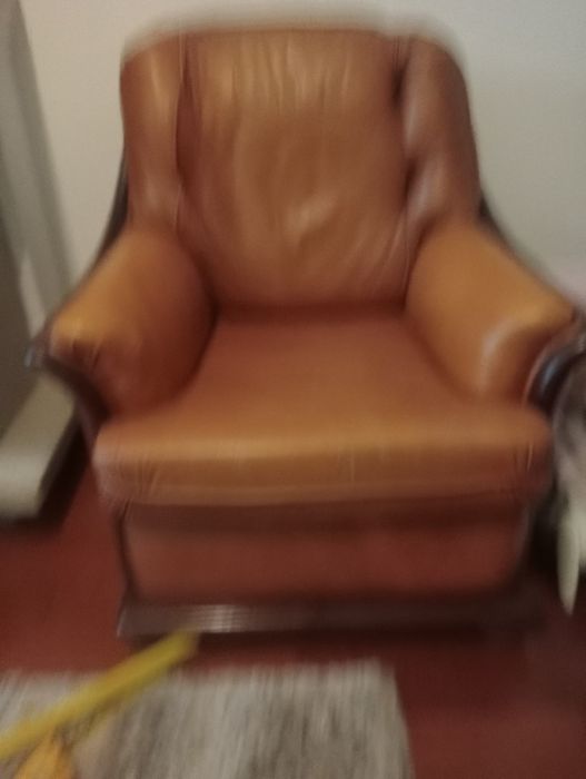 Sofá 3 lugares  e poltrona ( pele verdadeira )