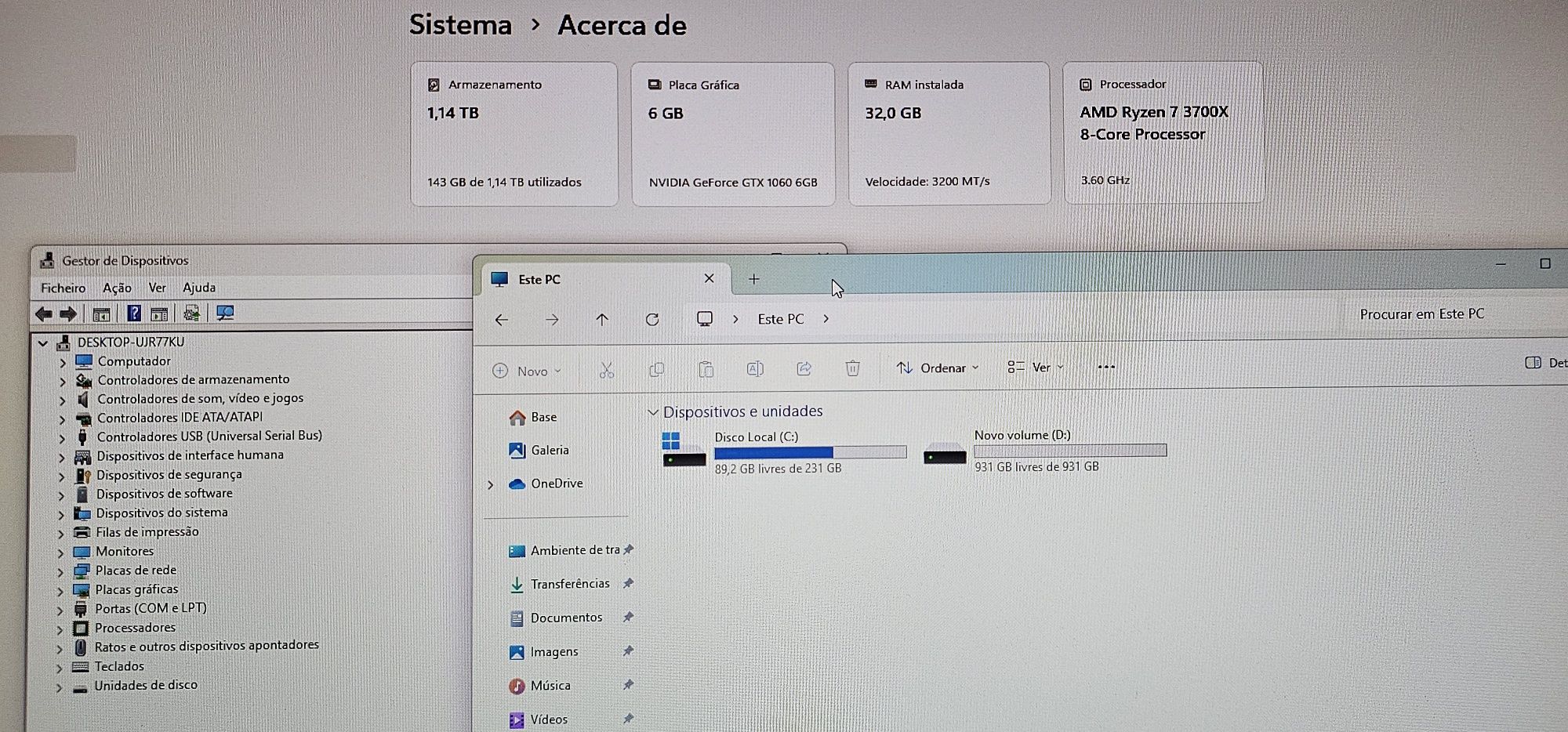 Pc Amd r7 3700x , 32gb ram ddr4 e Asus Nvidia 1060 6Gb