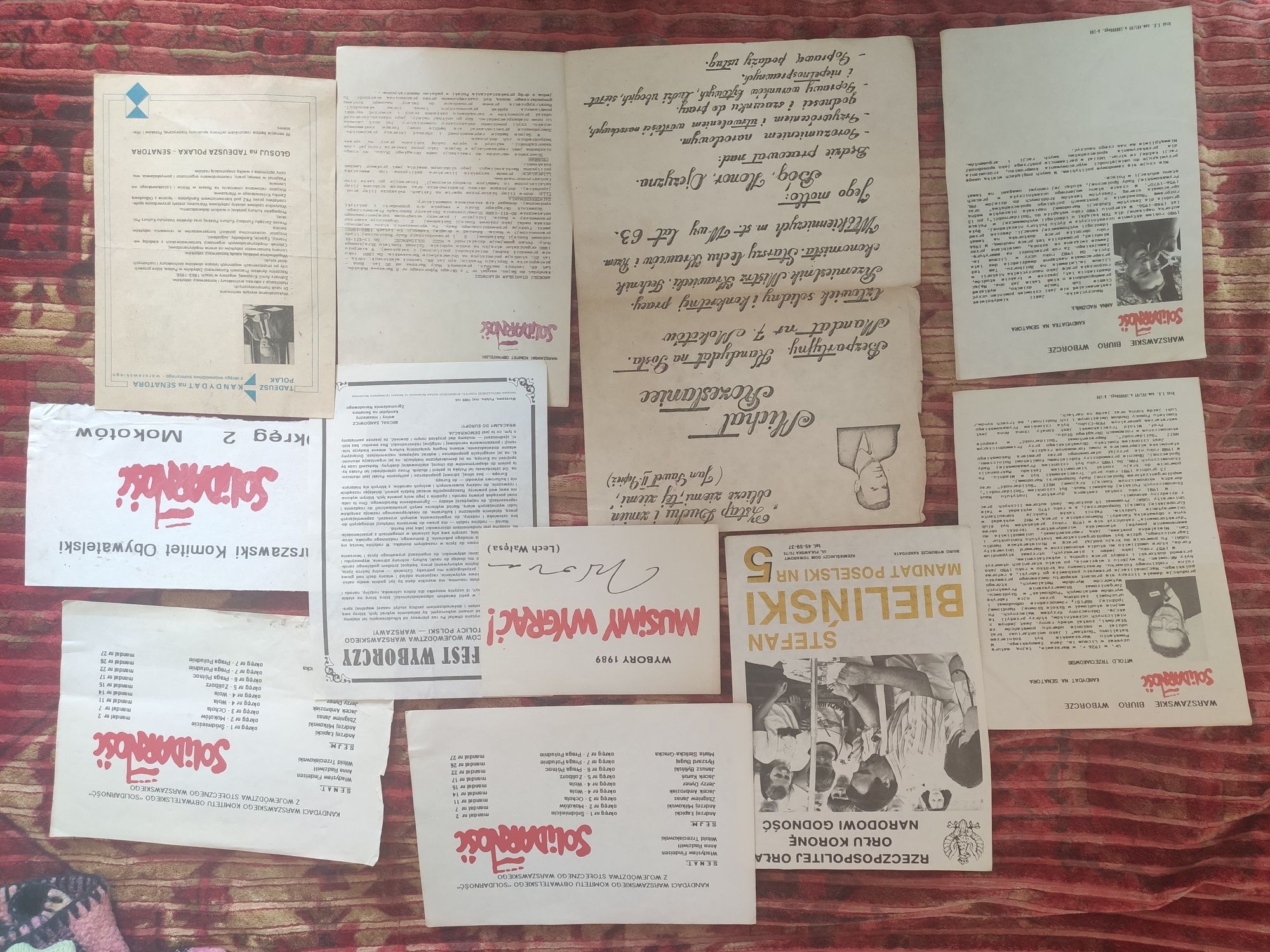 Solidarność oryginalne ulotki wyborcze 1989r Wałęsa 11 sztuk