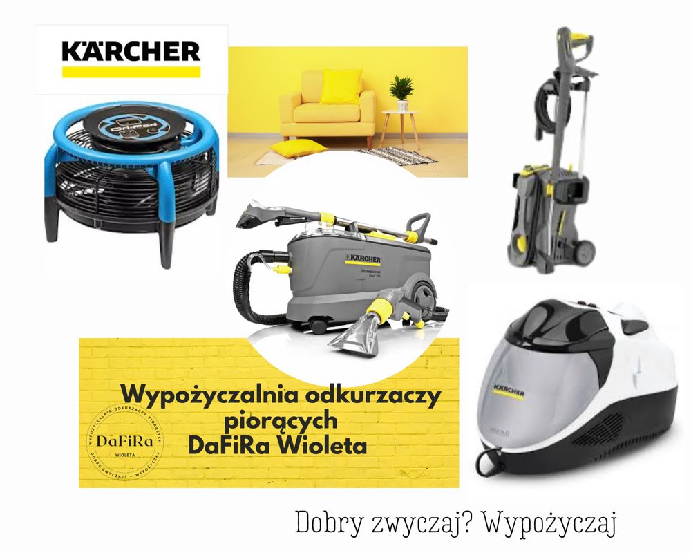 Wynajem wypożyczalnia odkurzacz piorący Kärcher parownica myjka Bytom