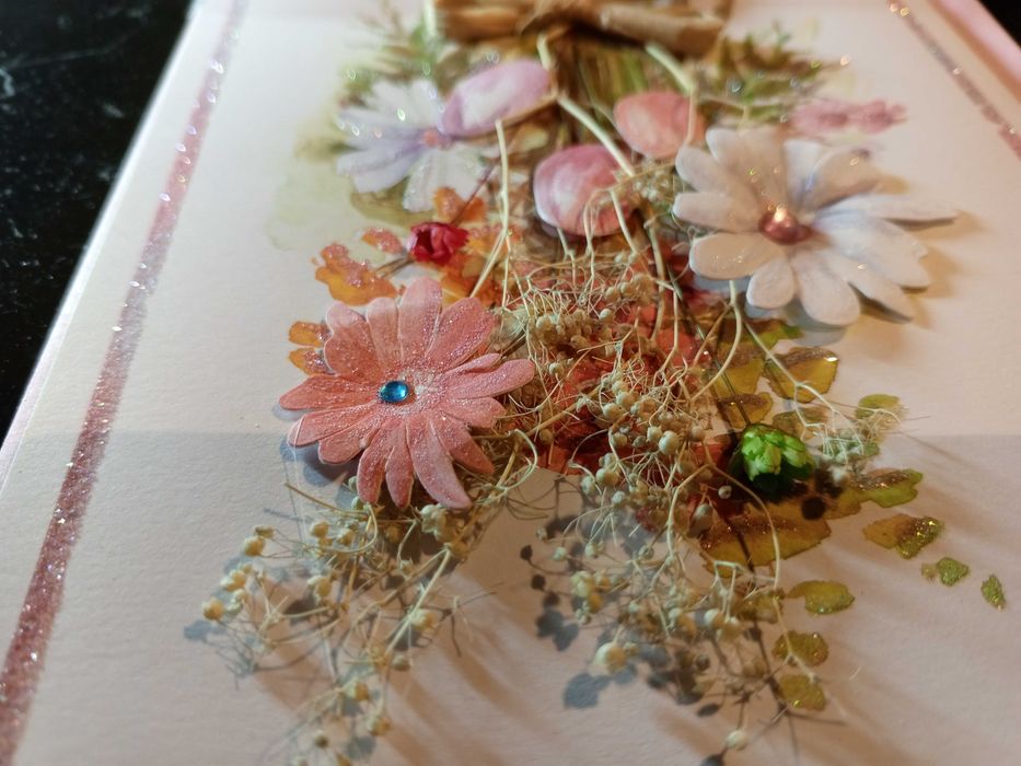 Открытки ручной работы флористические цветы с конвертом 14 на 21 см.