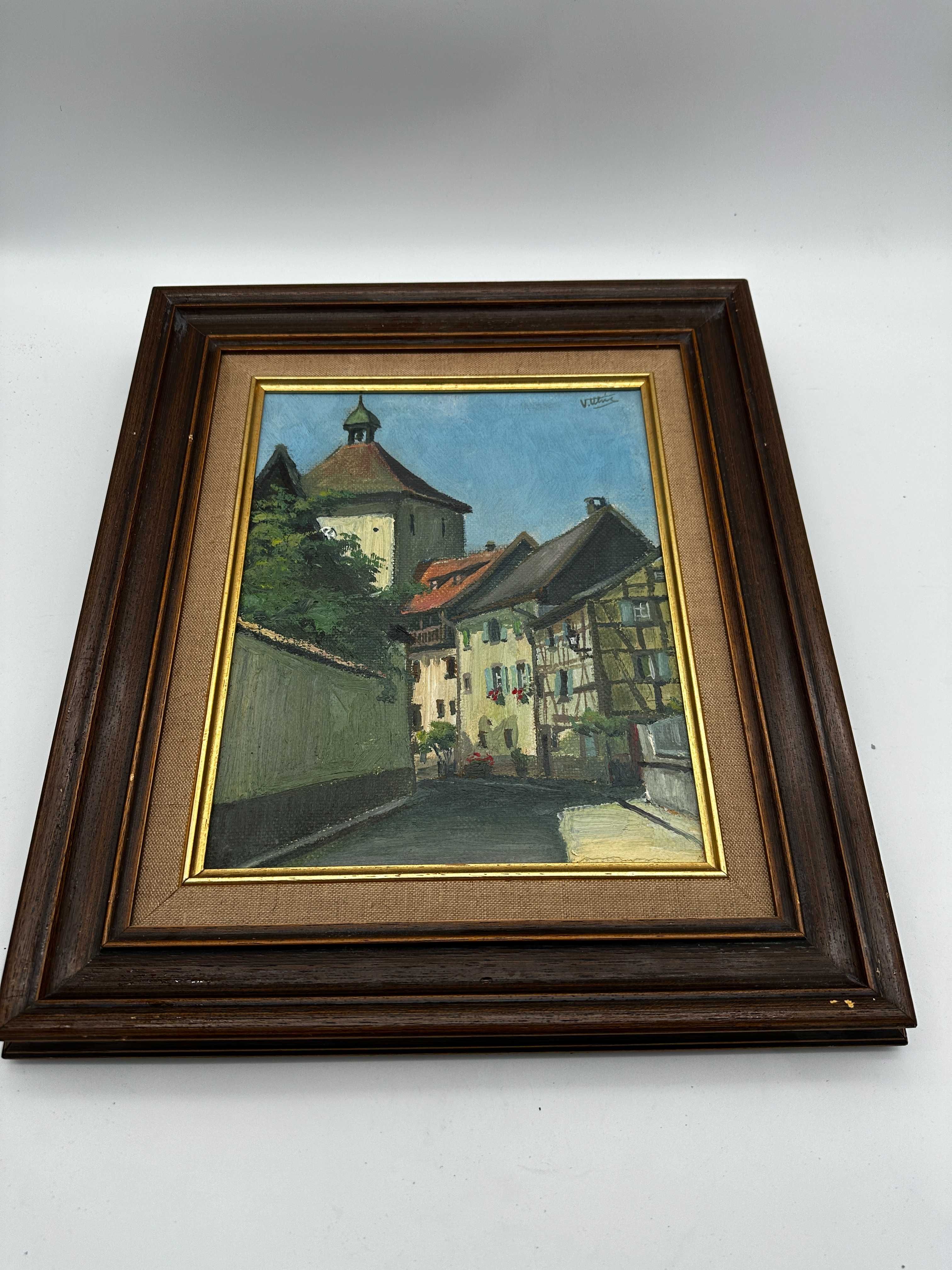 Piękny stary obraz na płótnie vintage olej akwarele.
