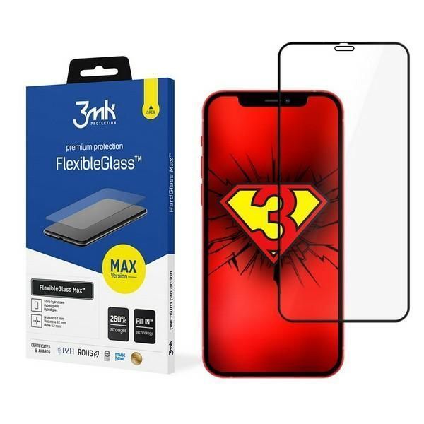 Szkło Hybrydowe 3Mk FlexibleGlass Max do iPhone 12 Mini 5,4" - Czarny