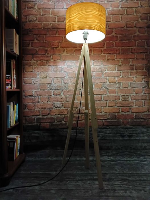 WPRZEDAŻ, Lampa, drewno, loft, stojąca, podłogowa, hand made, natura!