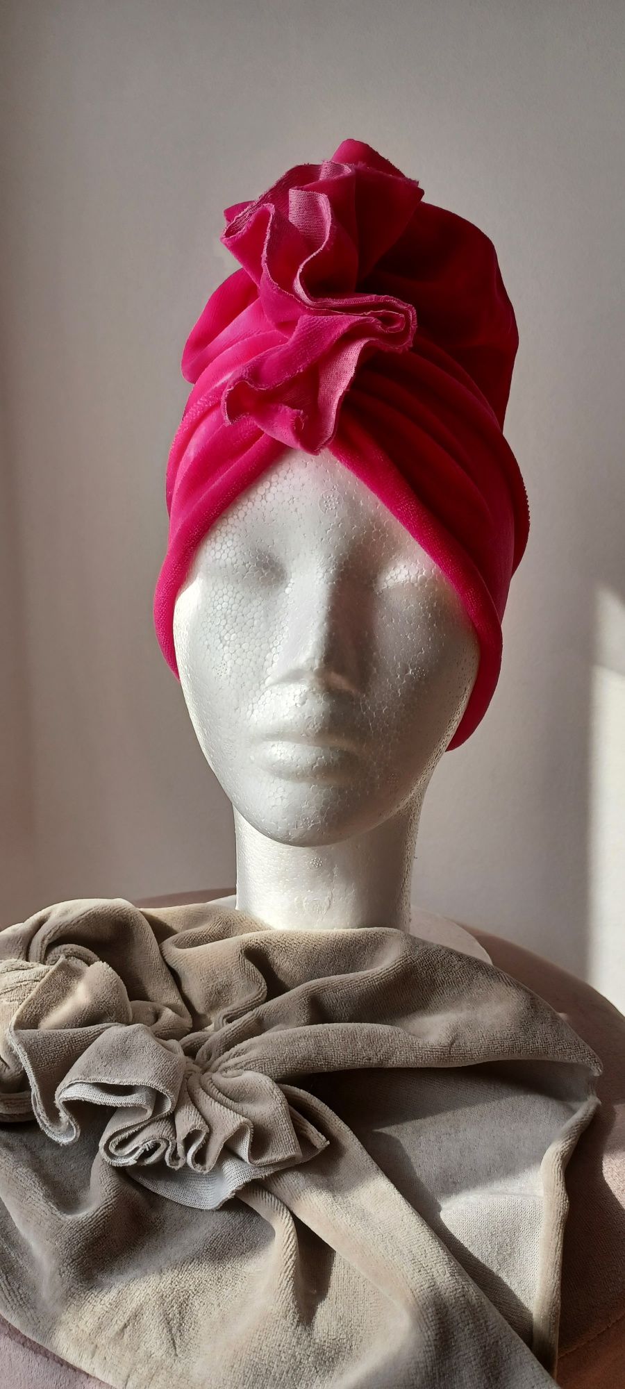 Turban z dzianiny welurowej