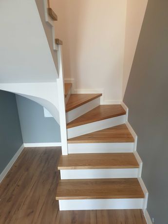 schody drewniane dąb, jesion montaż i wykończenie