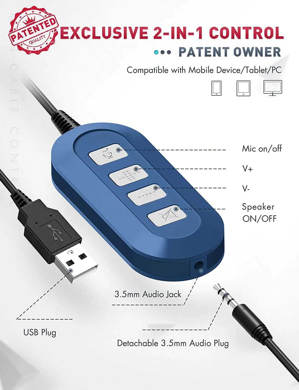 Słuchawki USB Mpow 071 z mikrofonem