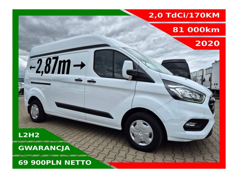 Ford Transit-Custom L2H2 *69900zł NETTO* 2,0TdCi/170KM  Klimatyzacja, Tempomat, Airbag kierowcy, Czujniki parkowania, Kamera