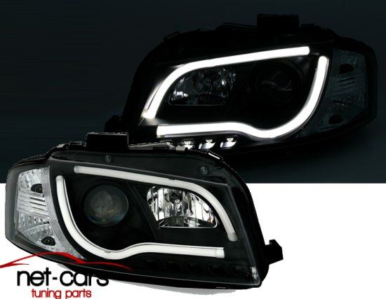 Reflektory Lampy przód AUDI A3 8P 03- TUBE LIGHTS NEON B