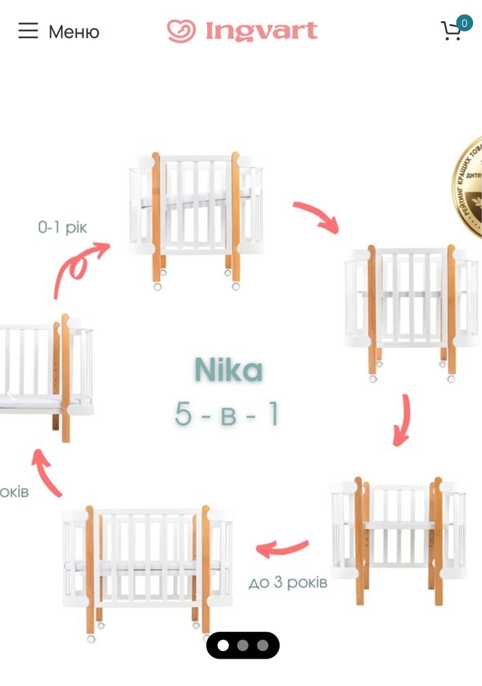 Ліжечко-трансформер NIKA 5-в-1 Колір капучино