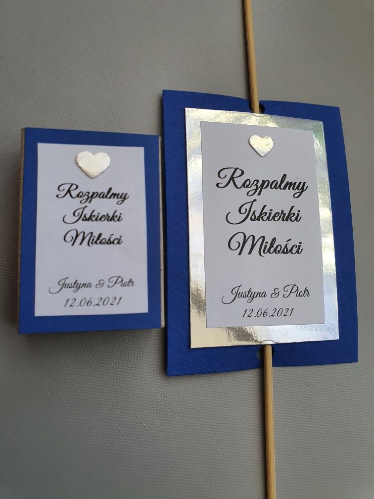 Iskierki miłości etykiety zimne ognie wesele, etykieta + zapałki