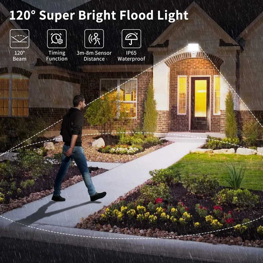 100 watowy reflektor LED zewnętrzny z czujnikiem ruchu 8000LM biały