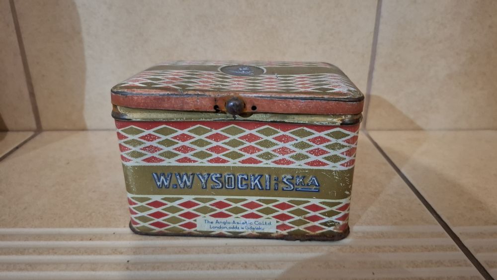 Puszka po herbacie przedwojenna Wysocki wp