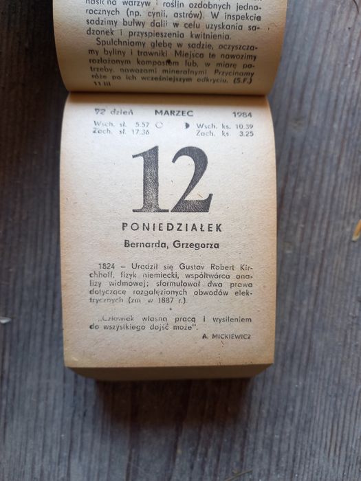 Kalendarz zdzierak 1984 - kompletny