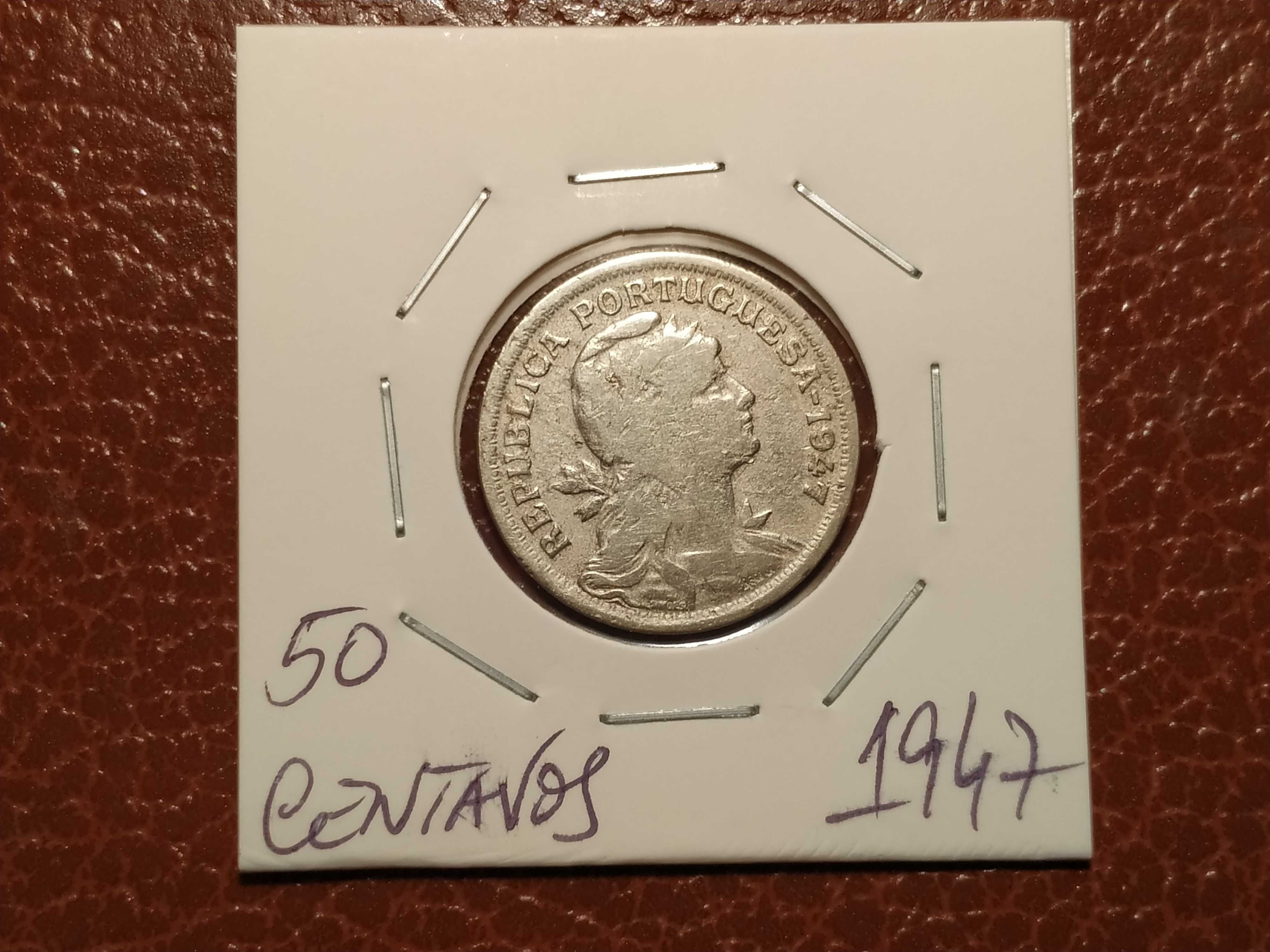388 Portugal - moeda de 50 centavos de 1947 em alpaca