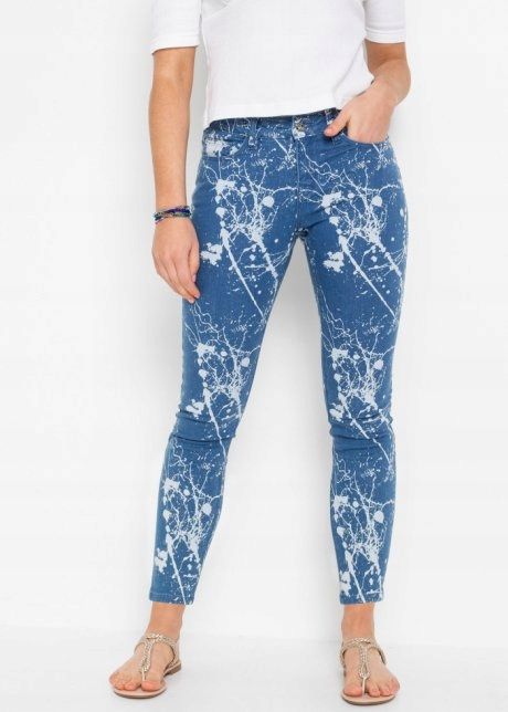 B.P.C spodnie jeansowe modne nadruk r.38