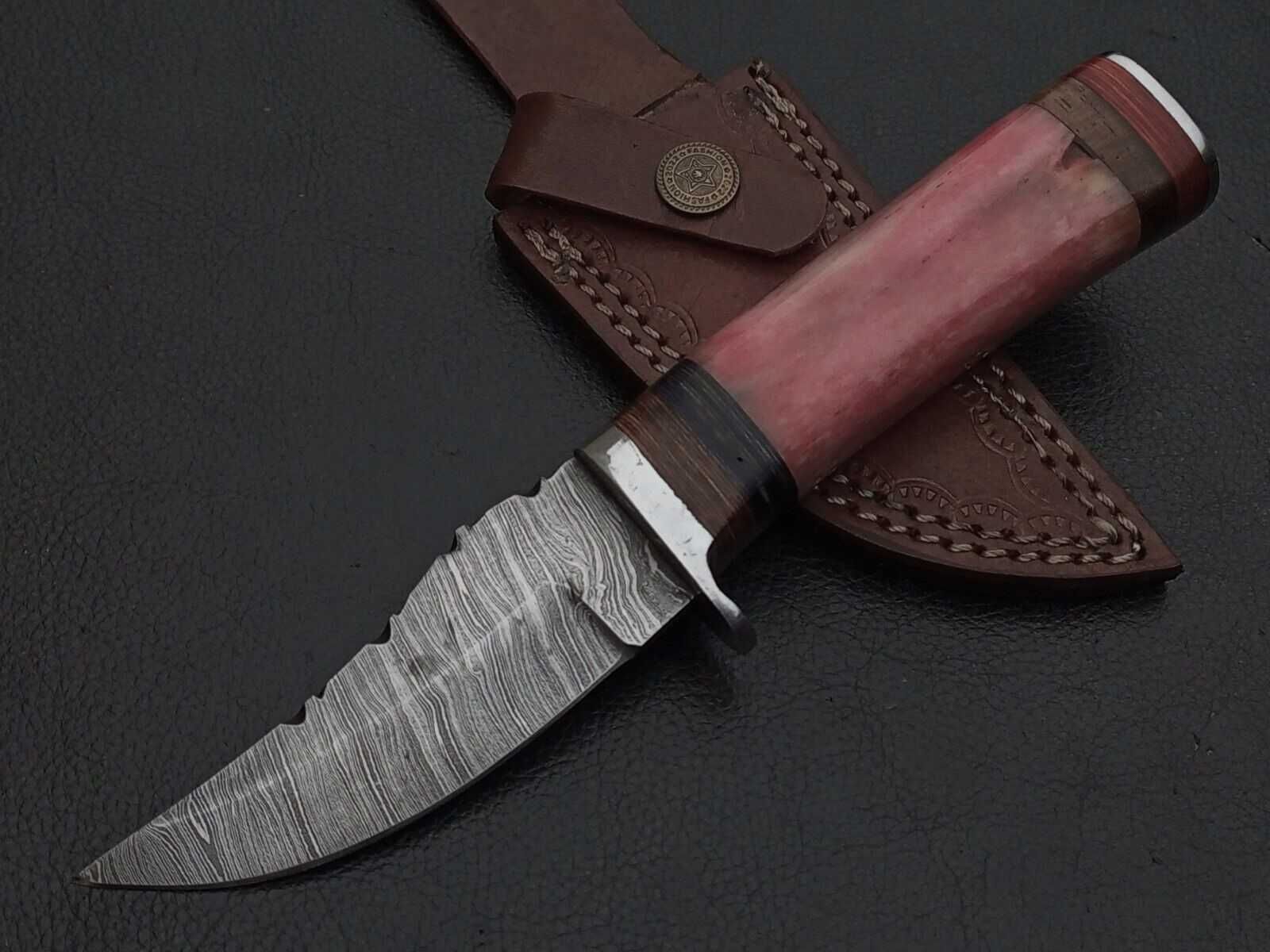 DAMAST nóż myśliwski BOWIE stal damasceńska 21cm. FINKA bushcraft