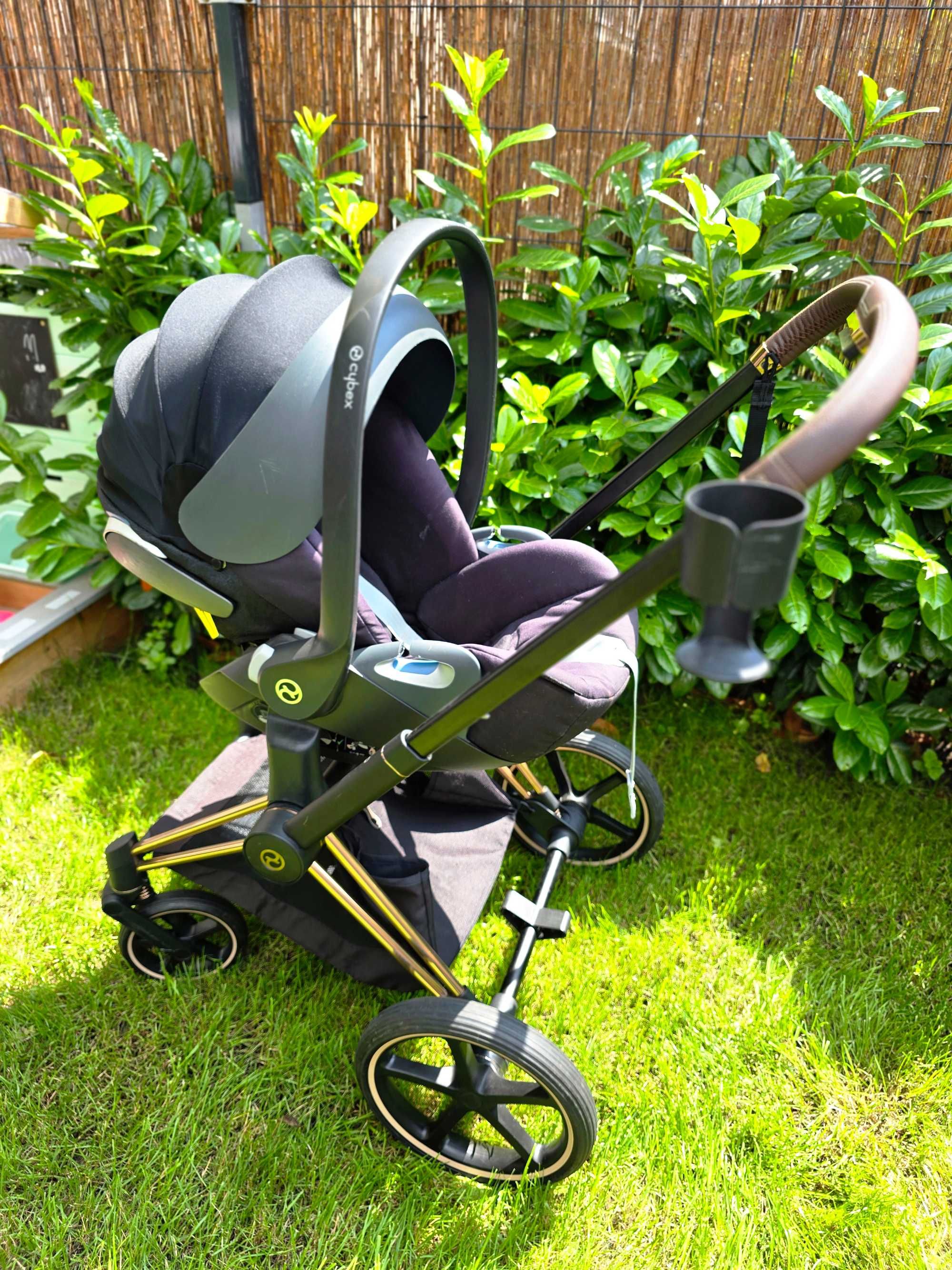 Cybex PRIAM 4.0. BIAŁA gondola, RÓŻOWA spacerówka, nosidło + dodatki.