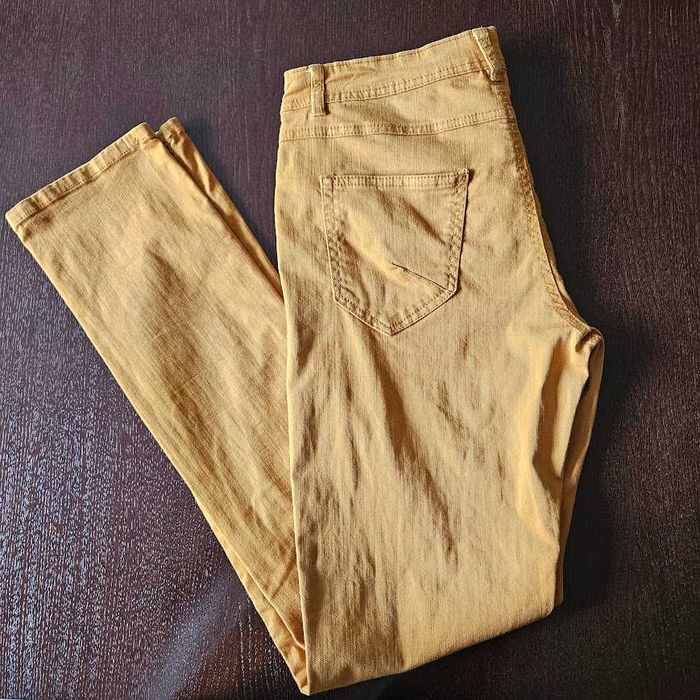 spodnie damskie jeansy miodowo-musztardowe Yessica