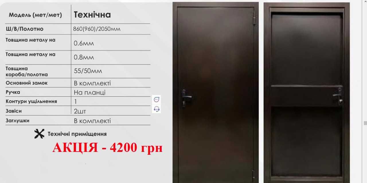 Двері металеві економ варіант (технічного призначення)