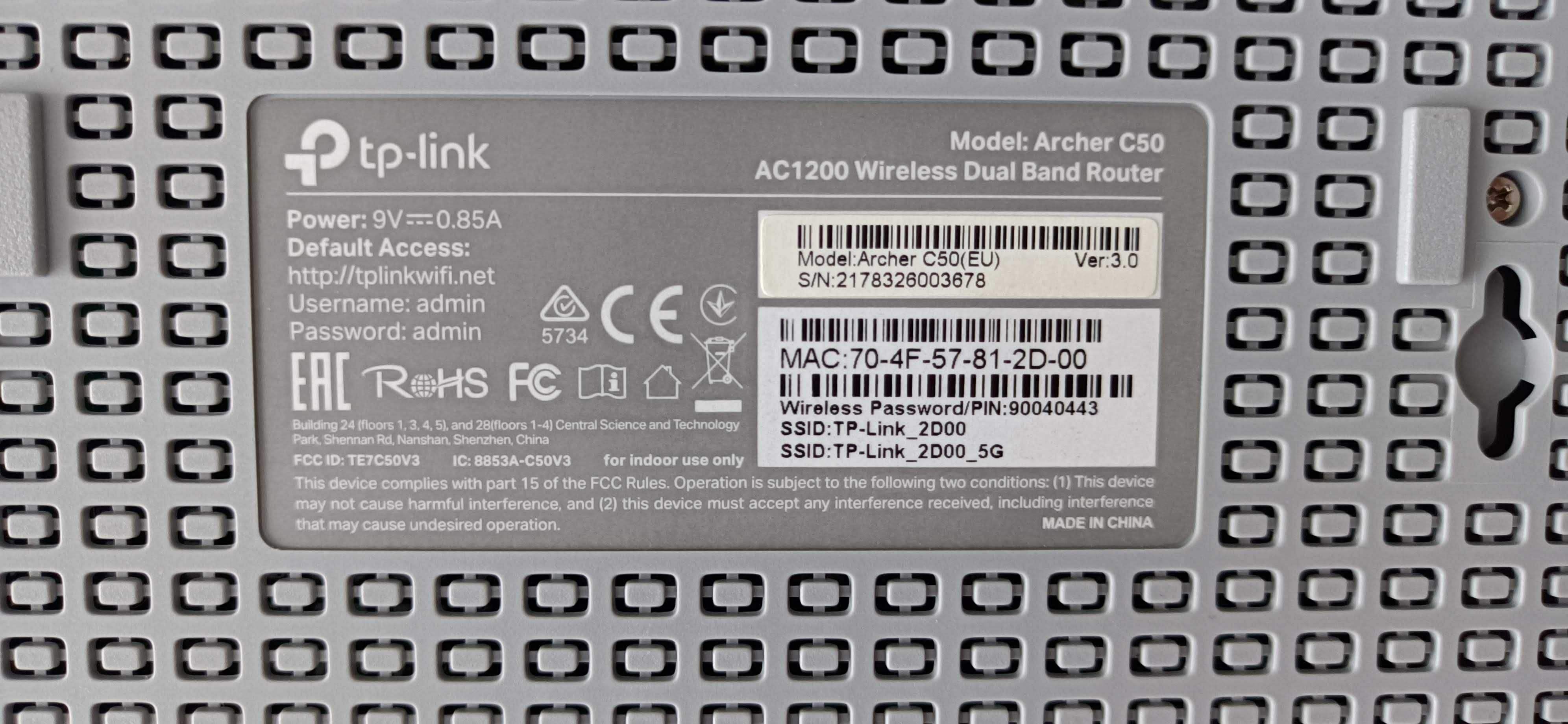 TP-Link Archer C50 | Router WiFi | AC1200, Dual Band, 5x RJ45 100Mb/s