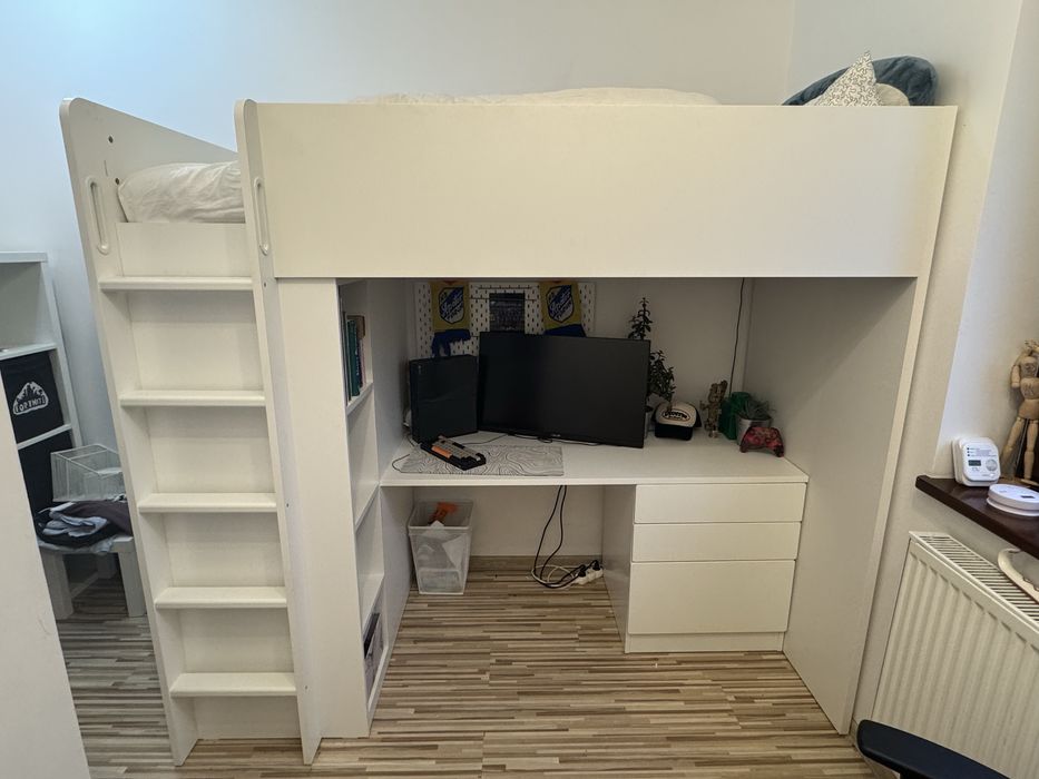 Łóżko z biurkiem Ikea smastad