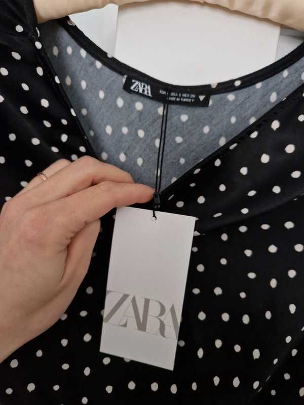 Nowa romantyczna sukienka w groszki Zara r.S 100 % wiskoza