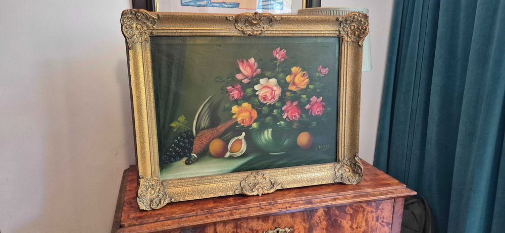 Aukcyjny obraz olejny martwa natura Georges de Marco antyk Francja