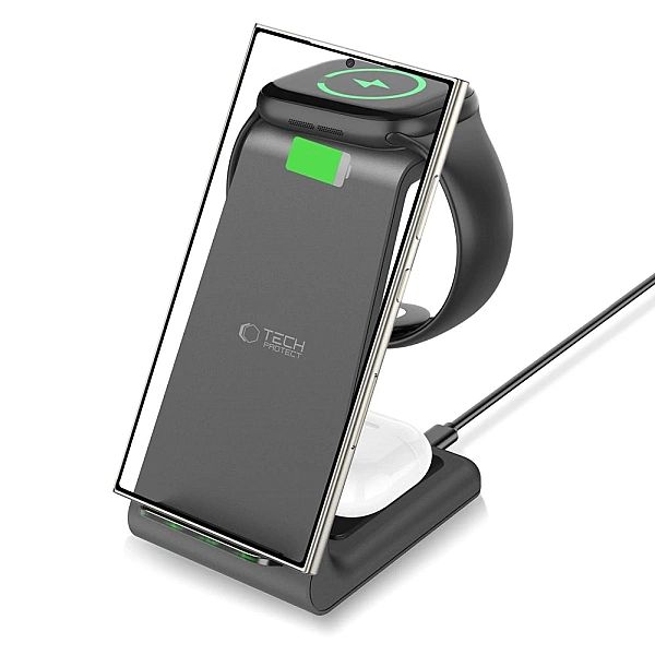 Stacja ładująca Tech-Protect QI15W-A36/3w1 dla Android - czarna
