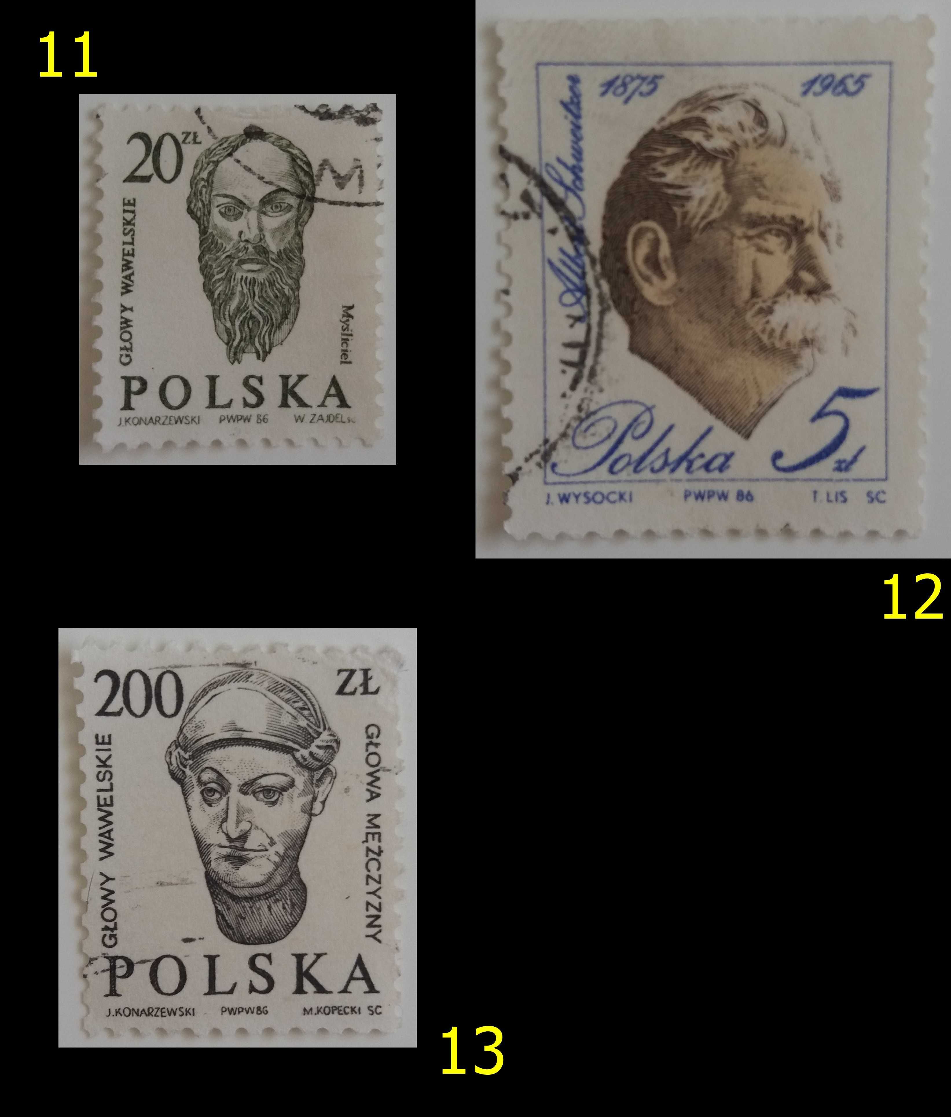 Znaczki pocztowe, Polska 1978-89, 17 sztuk