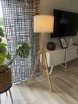Lampa podłogowa ikea lauters dąb + dodatkowy klosz