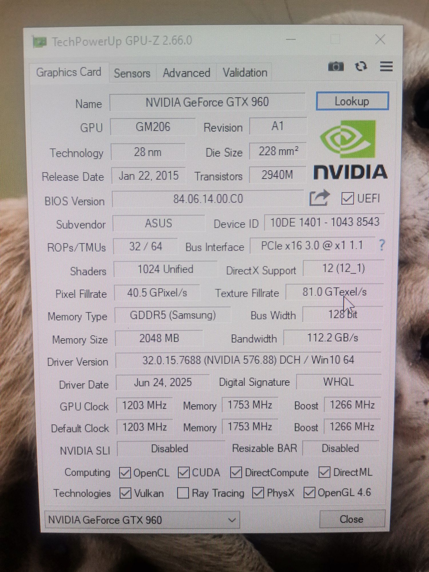Видеокарта Asus GeForce GTX 960 2GB GDDR5 (128bit)