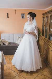 Suknia ślubna księżniczka+welon i biżuteria ślubna GRATIS- rozm.38