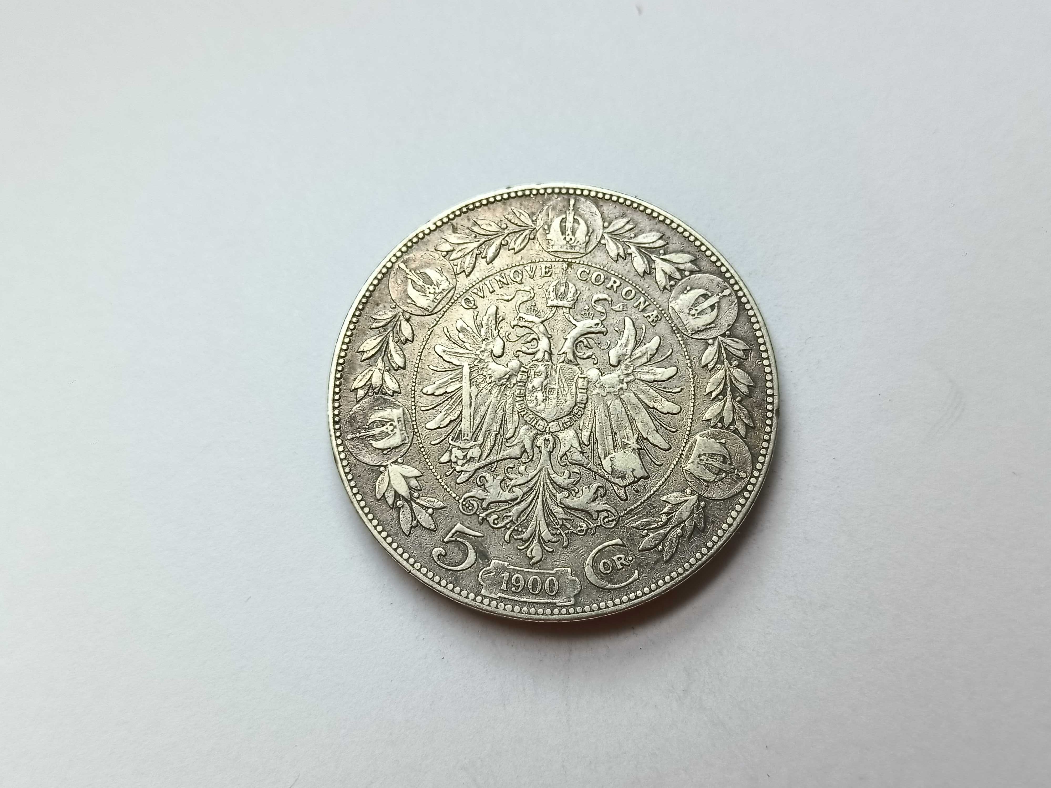 5 Koron 1900 Austria Franciszek Józef l oryginał Srebro