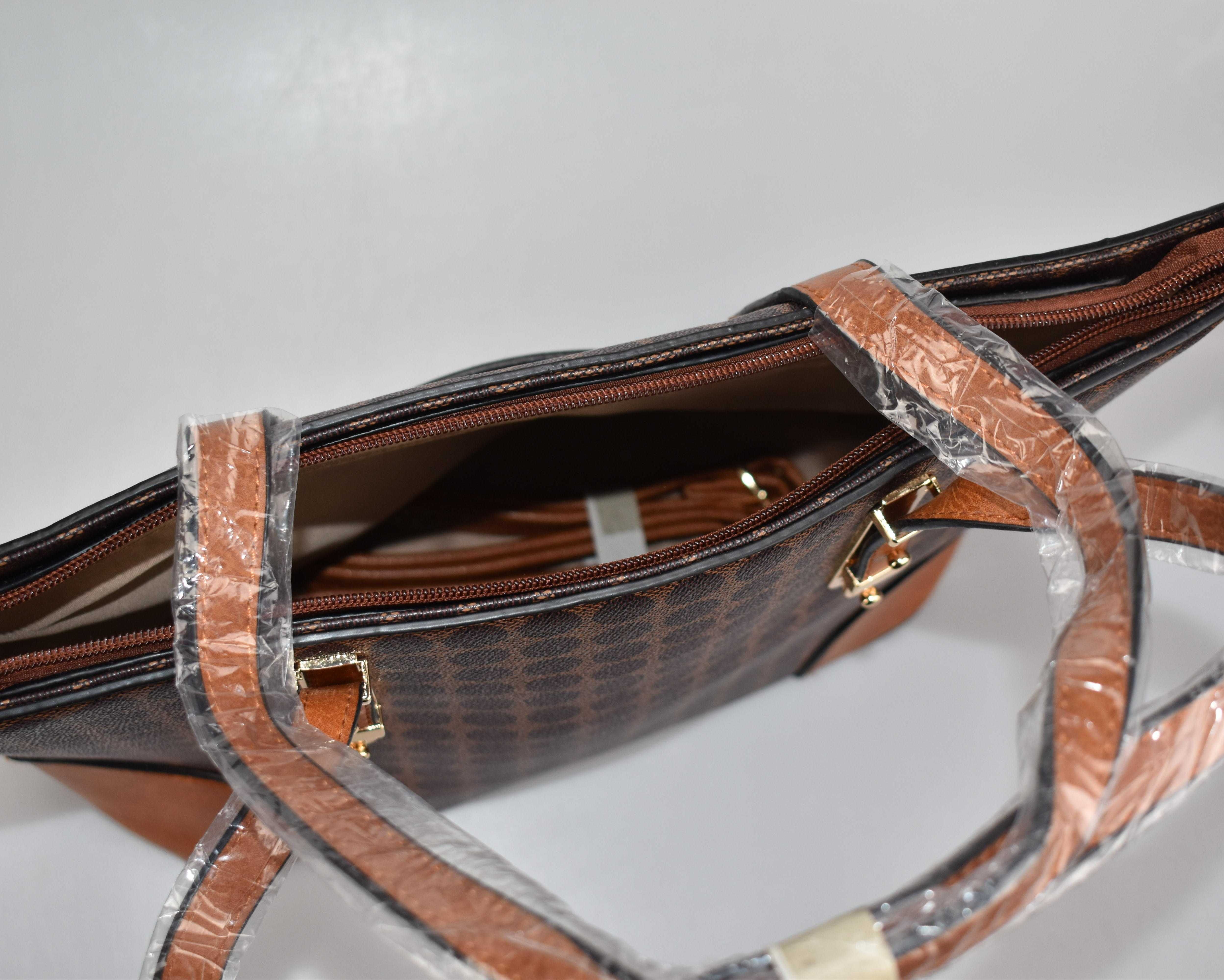 Elegancka i Pojemna Torebka Shopper Bag czarno brązowa