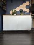 Ikea Besta 120x40x64 biały kolor z panelem dębowym